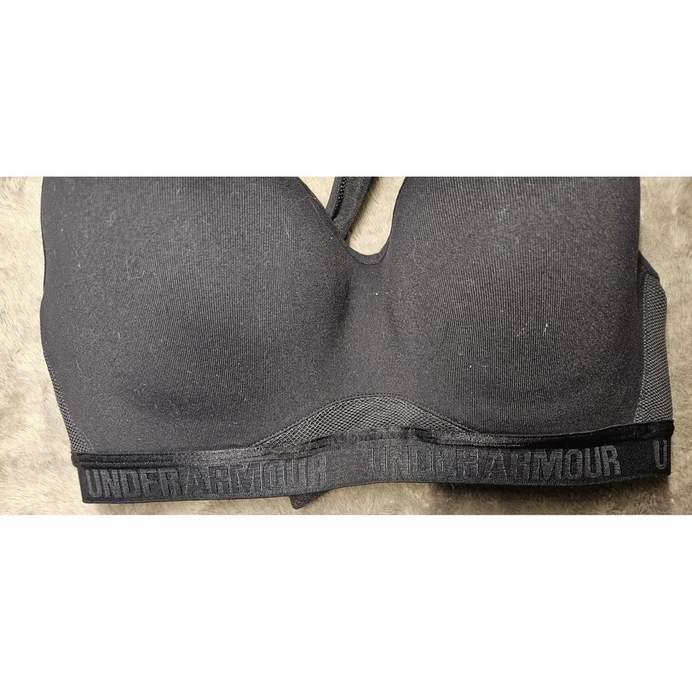 Under Armour Sports Bra 34C Black HeatGear Compression Racerback Wireless NT38